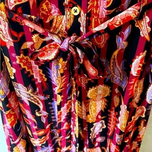 Sharagano Multicolor Paisley Print Tie Waist Dress Size 4 - Picture 3 of 7